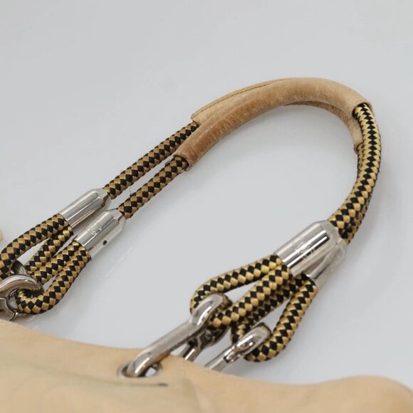 CHANEL COCO Mark Tote Bag Canvas Beige Silver CC - Picture 10 of 16